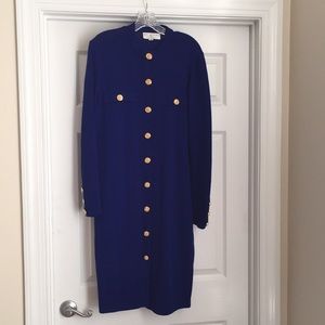 St. John long sweater dress coat with gold buttons